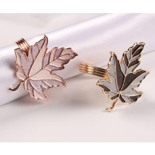 24/PCS new metal maple leaf napkin buckle bright powder alloy environmental protection napkin ring specializing in the productio