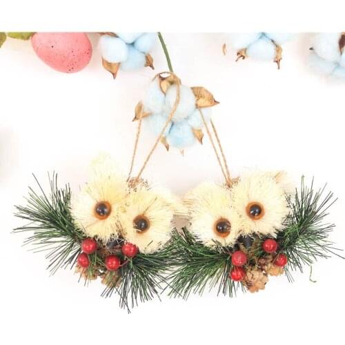 3.5" Owl Handmade New Year Decorations Christmas Tree Pendant Drop Ornaments Navidad Bird with Berries Pine Cones Home Decors