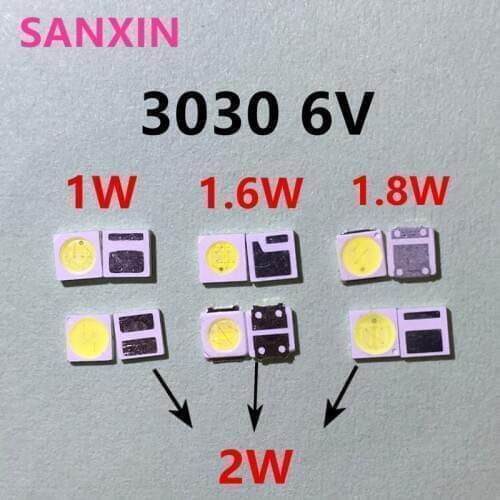 50pcs 3030 Backlight High Power LED DOUBLE CHIPS 1w 1.5W 2w 3V-3.6V 6v lextar JUFEI AOT Cool white PT30A66 TV