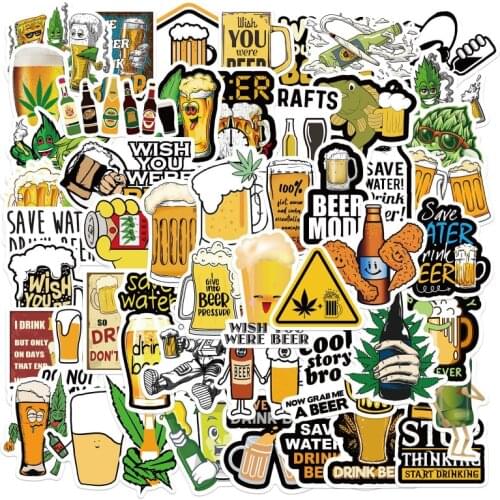 50pc/lot Summer Beer weed Creative Funny Graffiti Stickers for Car Guitar Laptop Luggage Bicycle Party Decal Waterproof Sticker