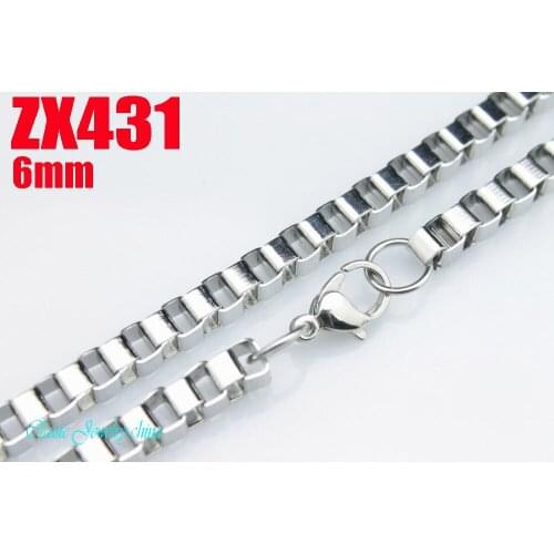 6mm stainless steel necklace box chain fashion square chain mens womens jewelry parts chains 10pcs ZX431