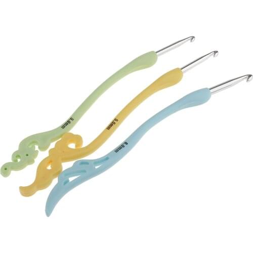 8pcs Multicolor Soft Plastic Handle Aluminum Crochet Hooks Knitting Needles