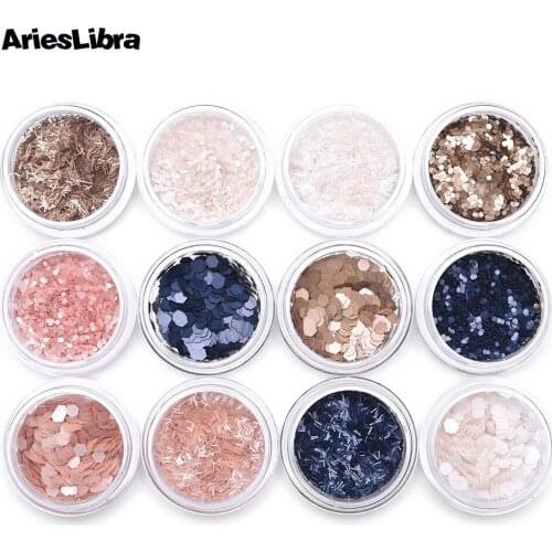 AriesLibra 12 Colors Nail Art Acrylic Glitter Matte Flash Powser Dust Decoration Professional Nail Art Tips Decor Manicure Tool