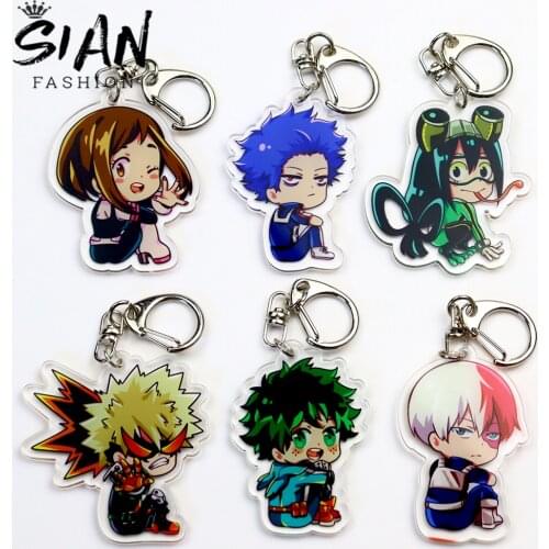 SIAN My Hero Academia Transparent Double Sided Acrylic Key Chain Anime Cosplay Cute Figure Key Ring Bag Pendant New Trinket Gift
