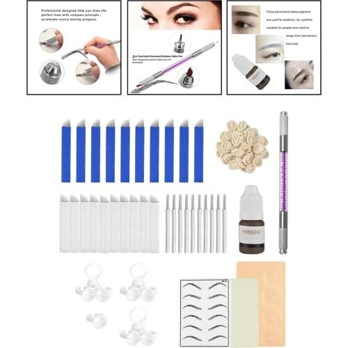 Eyebrow Permanent Practice Kit Set Needle Pigment Ink Practise Skin Tool Disposable Finger Cot