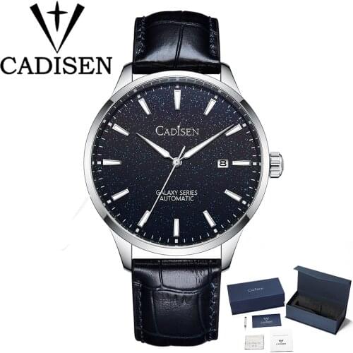 CADISEN Automatic Mechanical Watches Mens Top Luxury Brand Mens Watches Fashion Leather Strap Multifunctional Waterproof Watch