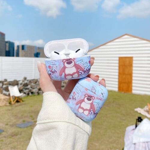 Disney cartoon cute letter strawberry bear Bluetooth-compatible-compatible wireless earphone cover for iPhone airpods1/2 Pro3