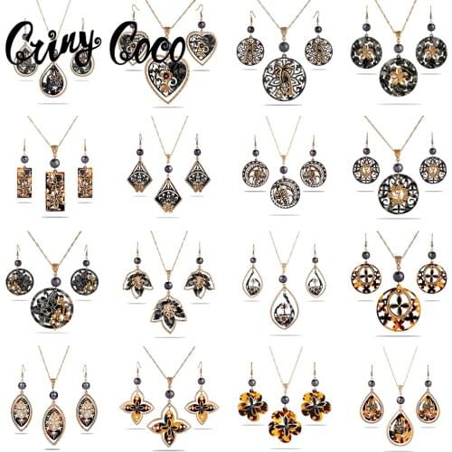 Cring Coco Hawaiian Polynesian Jewelry Ssts Woman Colorful Acrylic Flower Drop Earrings and Necklaces for Women 2021 New Arrival