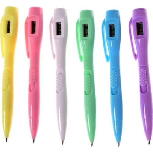 Cute Electronic Clock Ball Point Pen Gifts Prizes Digital Clock pen for Kids Civil Servants School Office