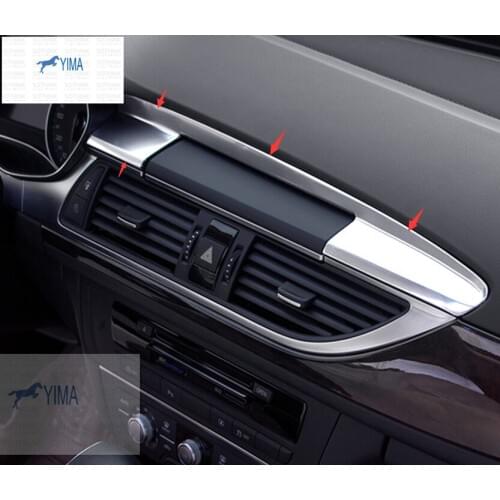 Interior For Audi A6 A6L 2012 - 2016 Dashboard Navigation Panel Multimedia Display Screen Frame Cover Trim Molding Garnish