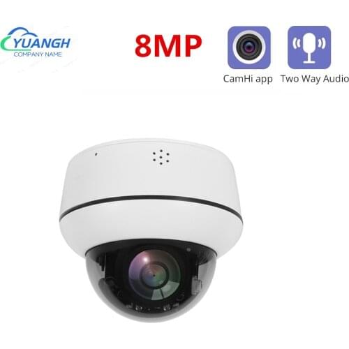 4K 8MP IP POE PTZ Camera Dome 4X Zoom Outdoor Security IP Camera Video Surveillance Waterproof Two-Way Audio ONVIF CamHi APP