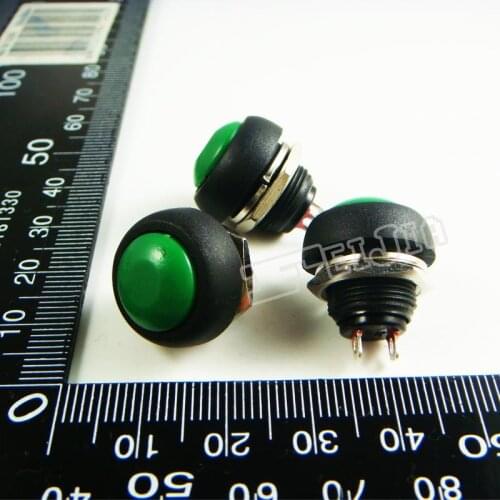 PBS-33B Button color Green 1A/250VAC OFF-ON 2Pin Non Self-locking Push Button Switch (Self reset switch) 20Pcs/lot