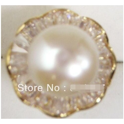 Good 12mm white rose red green coffee black sea shell pearl bead 18KGP ring>>>Free shipping
