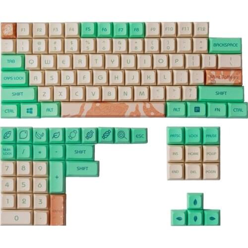 DYE Fetish PBT Keycaps XAD Profile Mint Milk Keycaps Full Sets GK64 Keycap DYE Sublimation For Mechanical Keyboard