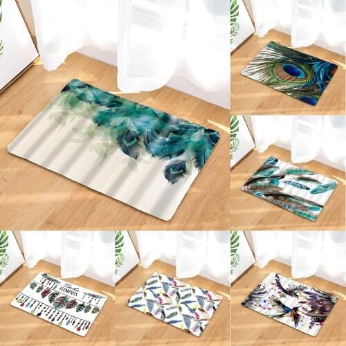 Bath Mat 45X75 CM Seascape Print Carpet Hallway Doormat Anti-Slip Carpet Absorb Water Feather Mat tapis salle de bain Bath Mats