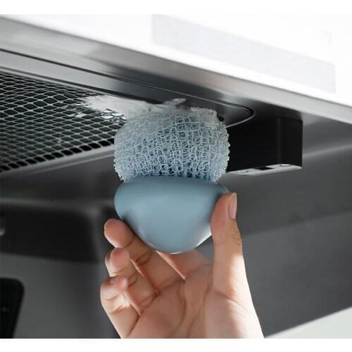 Kitchen Items Stainless Steel Wire Ball With Handle Clean Brush Clean Metal Scrubber Ball Household Cleaning Tools