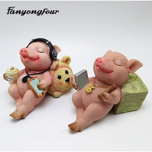 Cute Pig 3D Silicone Mould Fondant Mould Resin Gypsum Chocolate Candle Mould Free Shipping
