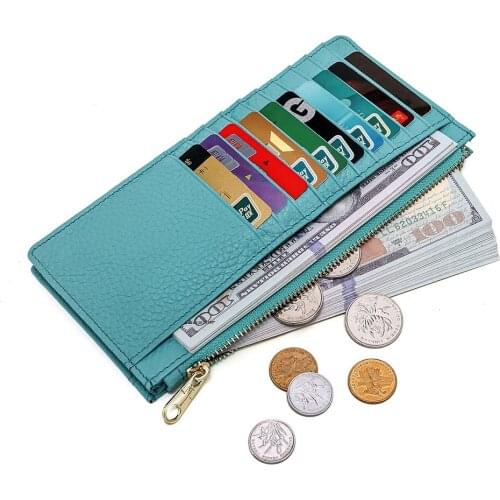 2021 Multi-Function Zipper Coin Purse Rfid Blocking Card Bag Genuine Cow Leather Versatile Lady Wallet Small Handbag