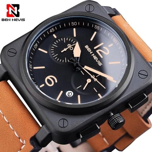 Mens Quartz Watch 2021 Top Brand Luxury Watch Mens Fashion Leather Wristband Multifunctional Waterproof Watch Military Design