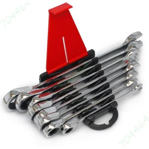8 Piece Dual use 8mm - 19mm Ratcheting Ratchet Wrench Spanner Set w/Storage Rack (8mm, 10mm,12mm,13mm,14mm,15mm,17mm,19mm))