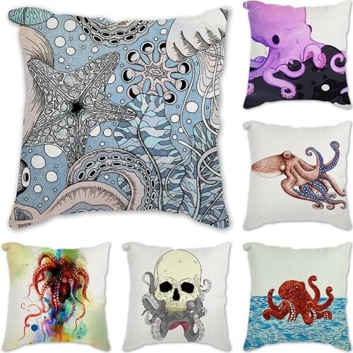 Sweet life Cushion Cover Cartoon octopus Home Decoration Pillow Cover Pillow Case 45*45CM Sofa Cushions Floral kussenhoes