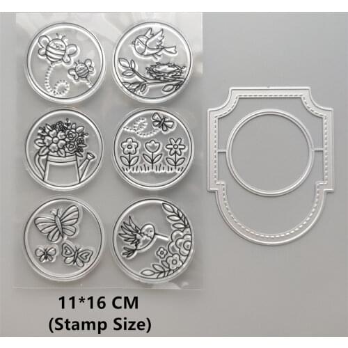 2021 New Round Butterfly Clear Stamps and Metal Cutting Dies DIY Scrapbooking Embossing Album Seal Template Punch Stencils
