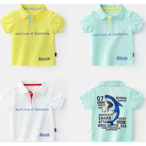 New Toddler Baby Boy Kid Summer T Shirts Short Sleeve Cartoon shark print Polo Shirt Tops T-Shirt Childrens Tee Clothes