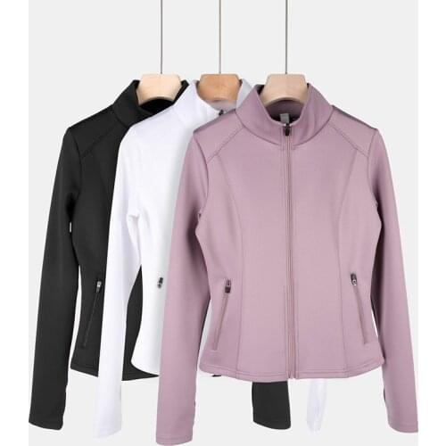 New Exercise Fitness Training Running Jackets Women Zipper Slim Stand Collar Workout Jogging Sportswear Tops Female Sports Coat