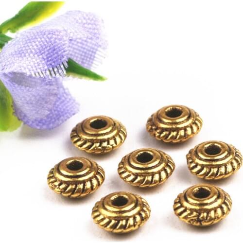 Wholesale 5mm Ancient Gold Color Plated Beads Necklace Cord Spacer Bead Caps Jewelry Making Fittings DIY Material
