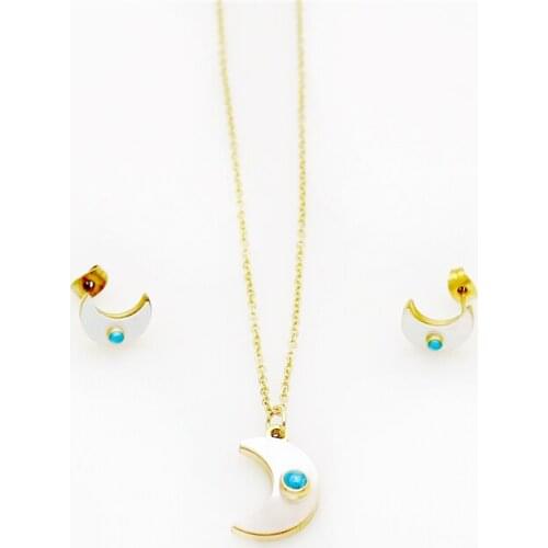 Moon Necklace women light luxury minority design sense clavicle chain ins cool wind Earring Necklace Set