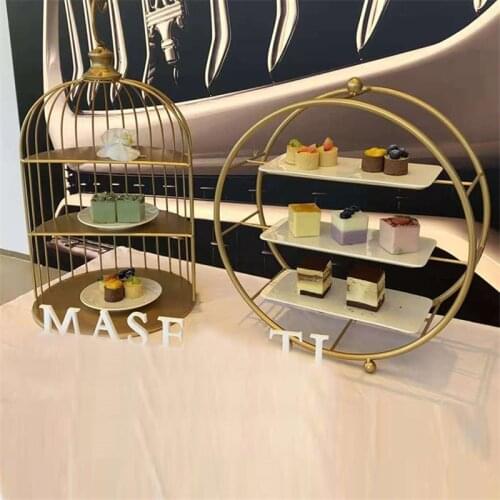 Dessert tray cake stand platters and trays snack European style round cake rack home decoration wedding party props metal tray