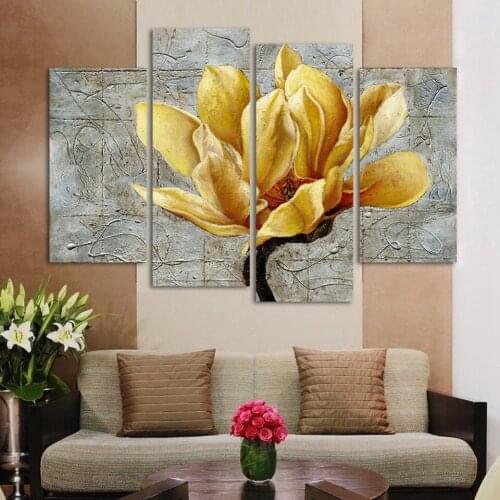 Handmade oil painting on canvas modern 100% Best Art golden flower oil painting original directly from artist FL4-203