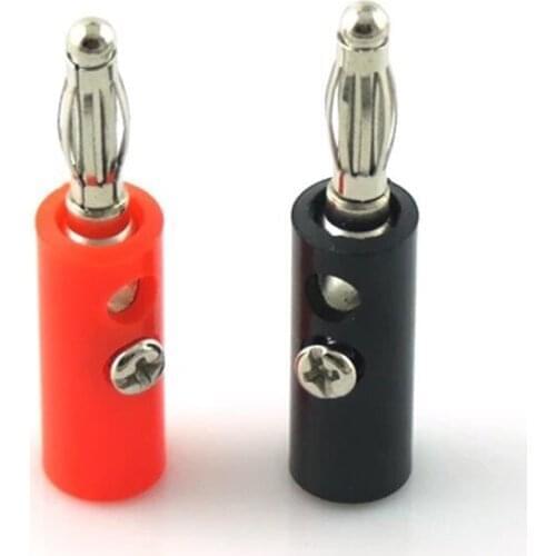 50 pairs 4.0mm Banana Plug Connector Jack Screw-type Banana Head Black & Red Color