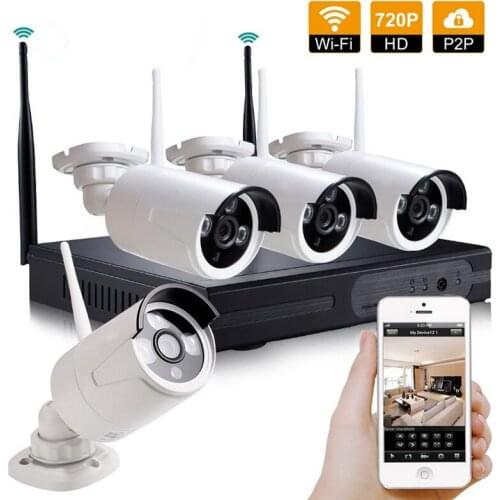 LOFAM 4CH CCTV System Wireless NVR Kit 720P HD Indoor Outdoor Night Vision Security 1MP IP Camera WIFI CCTV Surveillance System