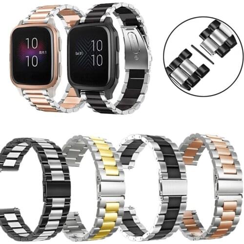 Replacement Strap For -Garmin venu SQ Smart Watch Double Snap Buckle Three Beads Solid Stainless Steel Strap Fashio