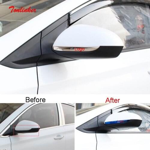 Tonlinker Exterior rearview mirror Cover Stickers for Hyundai Solaris 2016-19 Car Styling 2 PCS Stainless steel Cover stickers
