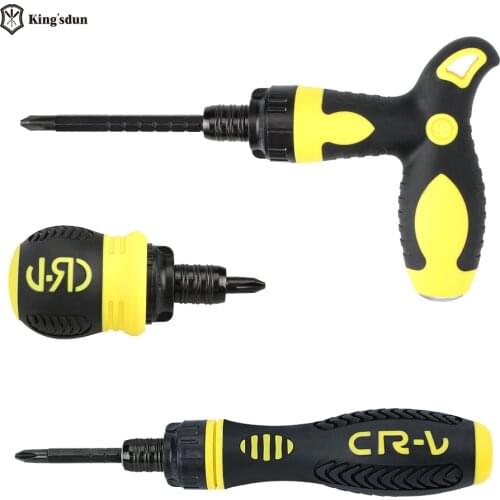 Ratchet Dual-Purpose Screwdriver T-Shaped Ratchet Three-Way Adjustment Retractable Screwdriver Repair Manual Tool