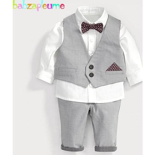 3PCS/Spring Autumn Childrens Clothes Fashion Gentleman Baby Boys Suit Vest+White Shirt+Pants Boutique Kids Clothing Sets BC1600