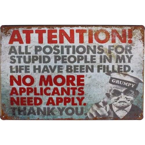 Attention! Saying Antique Distressed Retro Metal Tin Sign Plaque Poster Wall Decor Art Shabby Chic Gift