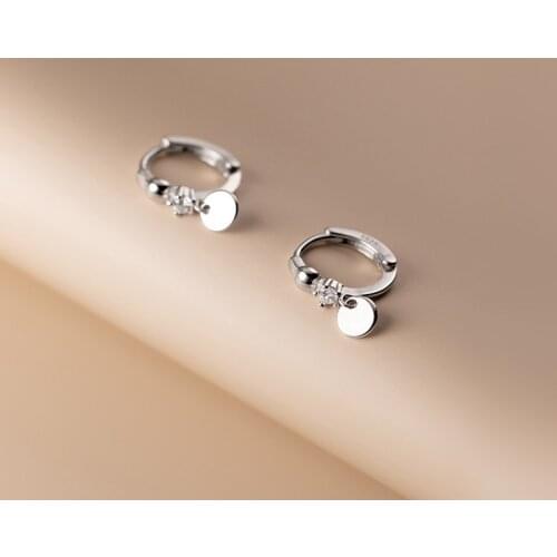 925 Sterling Silver Trend Hoop Earrings Zirconia Disc Ear Buckle High Quality Jewelry For Women Lady Daughter Party Gifts