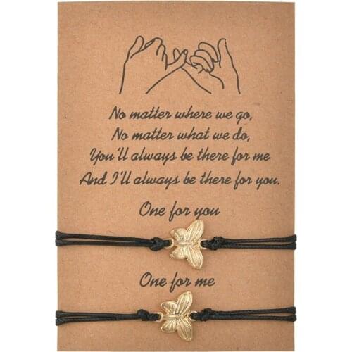 YADA Gold Butterfly Rope Weave Bracelets&Bangles For Women Handmade Bracelet Charm Friendship Jewelry Bracelet Couple BT200371