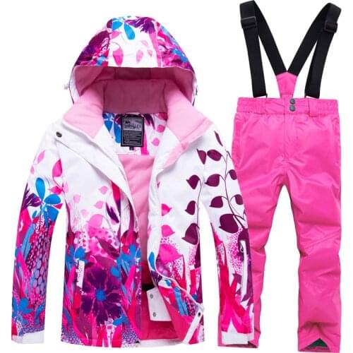 2020 Winter Ski Suits for Girls Hooded Warm Kids Snow Sets Thick Outdoor Children Snowboard Clothes Sport Jacket Pants Clothing