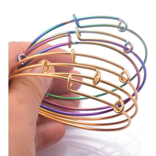 10pcs/lot Wholesale Stainless Steel Gold and Mutli Expandable Bangle Bracelets Wholesale For DIY Jewelry Finding Making