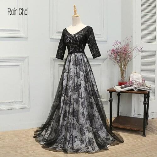 3/4 Sleeves Evening Dress 2021 Vestido De Festa A Line Party Gowns Long Prom Dresses