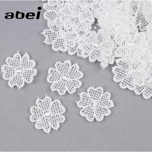 30pcs/lot 25mm Flower Lace Applique Trims Mesh Lace for Garments Accessories Guipure Lace Fabric Handmade Patchwork Craft DIY