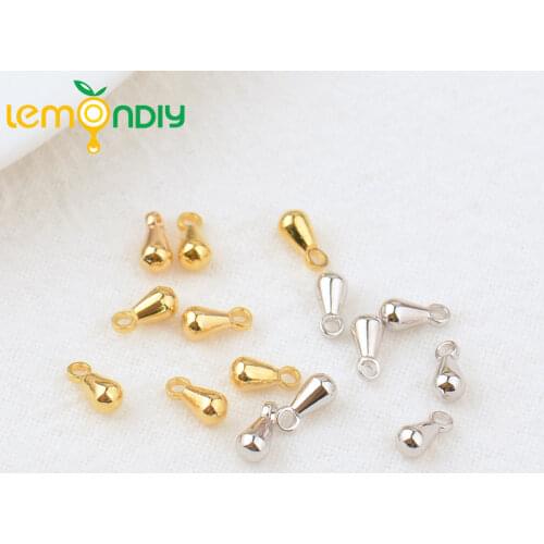 20PCS 3*6MM 4x8MM 24K Champagne Gold Color Plated Brass Drop Shape End Beads High Quality Diy Jewelry Accessories