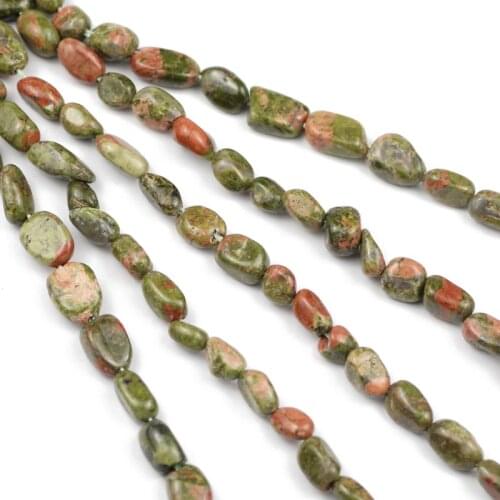 4-8mm Irregular Green Unakite Stone Beads Natural Gem Loose Spacer Beads For Jewelry Making DIY Bracelet Accessories 15"