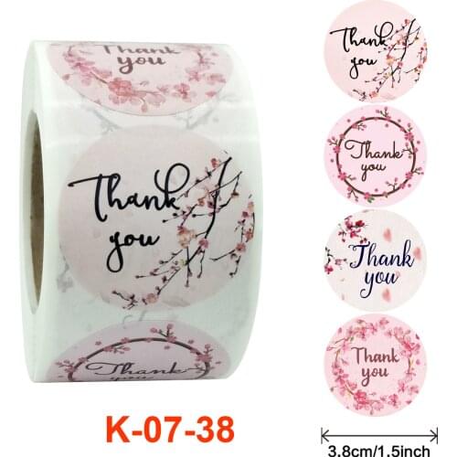 500pcs Pink Flowers Thank You Sticker Scrapbooking For Wedding Gift Card Business Packaging Stationery Label Stickers