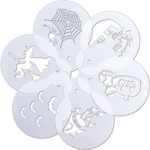 6pc Halloween Spray Flower Painting Template Diy Coloring Accessories Sjablonen For Scrapbooking Office School Supplies Reusable