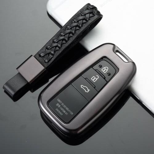 Car Aluminium Alloy Key Holder Cover Case Shell Chain For Toyota Camry Corolla C-HR CHR Prado 2018 2/3 Buttons Key Protection